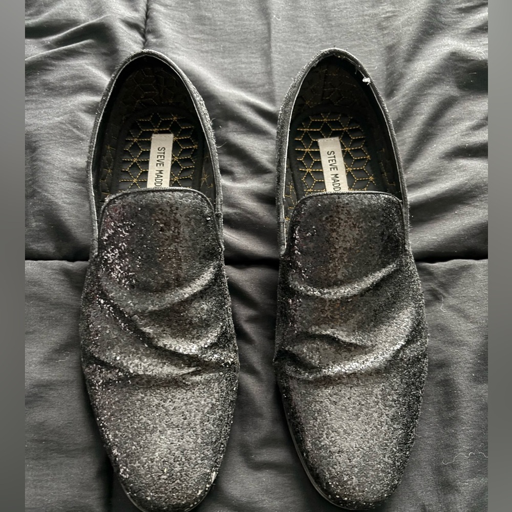 Steve Madden Black Glitter Loafers